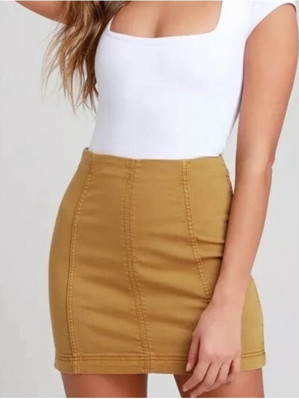 Free People Mustard Modern Femme High-Waist Mini Skirt